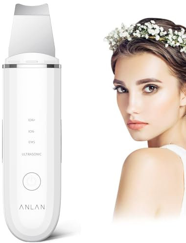 Pulizia Viso Ultrasuoni, ANLAN Skin Scrubber Professionale Per Pulizia Profonda la Viso Peeling e Cura,4 Modalità Rimozione di Comedone Punti Neri Rimozione, USB Ricaricabile