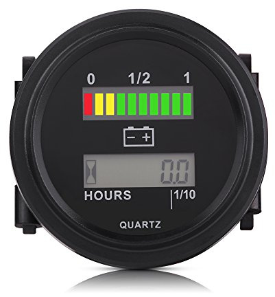 Batteriemessgerät, Fydun Wasserdicht LED Digital Batterieanzeige Meter Gauge mit LCD Stundenzähler für 12 V 24 V 36 V 48 V 72 V Gleichstrombatterie