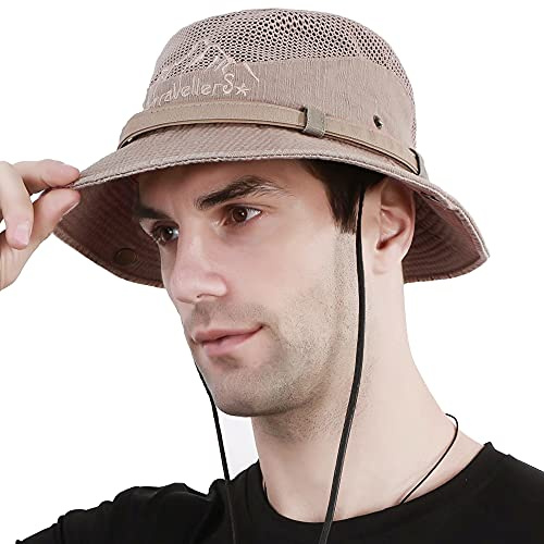 DORRISO Dam herr solhatt UPF 50+ strand vikbar safarihatt unisex resa utomhus hatt fiskarhatt fiskarhatt trädgårdshatt bergsklättring campinghatt, kaki, L