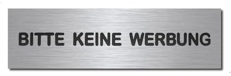 Briefkasten-Schild selbstklebend mit Gravur BITTE KEINE WERBUNG MOCAVI Stick 901 A, Edelstahl graviert einzeilig, modernes Design, passend für MOCAVI Boxen