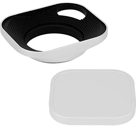 Haoge LH-S43P Gegenlichtblende, 43 mm, quadratisch, Metall, zum Einschrauben, Aussparung für Leica Entfernungsmesser Kamera mit 43 mm E43 Filtergewinde, silberfarben