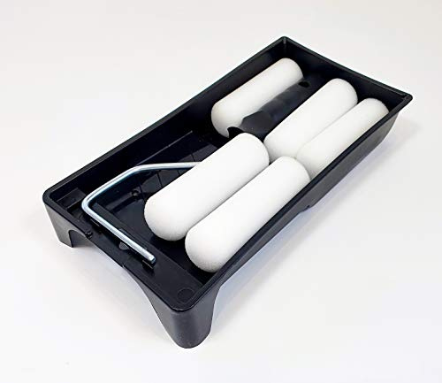 Paint Roller 4 Inch Set with 5 Roller Sleeves, Mini Roller Kit, Paint Roller and Tray for Wall Paint, Performance Mini Paint Roller Kit (Medium Foam Roller)