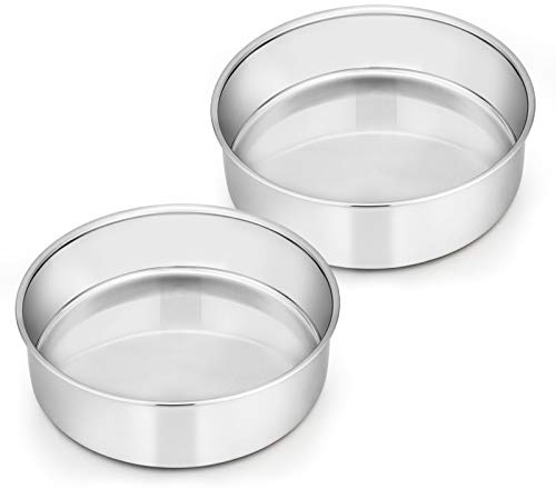 Homikit 6 Inch Cake Tin Set of 2, Stainless Steel Round Cake Pans for Baking Layer Cakes, Bread and Pie, Great for Birthday Wedding Christmas, Healthy & Mirror Finished, Dishwasher Safe