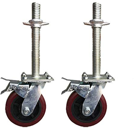 Sywlwxkq Ruedas giratorias con Frenos Rueda de andamio móvil Ruedas giratorias de Servicio Pesado Carga 400 kg 6 Pulgadas (2 Piezas) Rojo/Blanco, diámetro 150 mm