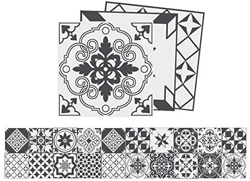 20 Pcs Grey Tile Stickers Self Adhesive Sticky Back Vinyl PVC Waterproof Oil Proof Self Adhesive Tile Decals Vintage Grey Tile Stickers Backsplash for Kitchen Bathroom Floor Fireplace