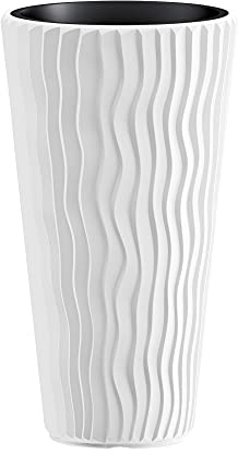 URBNLIVING Espléndido macetero para plantas y flores, delgado, para interiores y exteriores, de jardín (blanco, 1)