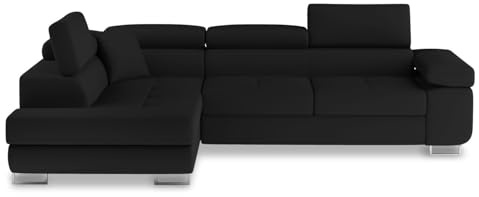 INTENSE DECO Canapé d'angle Gauche Convertible Marius Noir