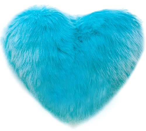 Uposao 40x50 cm Herzkissen Kuscheliges Plüsch Herz Dekoratives Kissen für Sofa Schlafzimmer Herzform Kuschelkissen Schmusekissen für Freund, Freundin, Blau