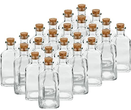 dszapaci 24x 120ml Glasflaschen mit Korken zum Befüllen - Leere Fläschchen für Likör, Öl, Essig