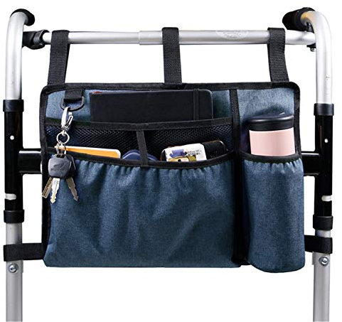Multifunktions-Rollstuhltasche Behindertenrollstuhl-Aufbewahrungstasche Mobilitätshilfe Rollstuhlzubehör Tasche für Elektrorollstuhl, Mobilitätsroller, Zubehör, Schwarz