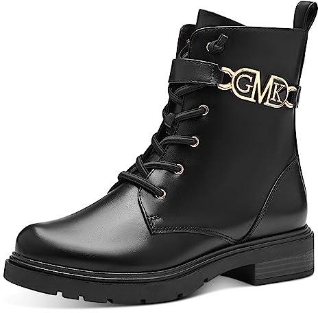 MARCO TOZZI by Guido Maria Kretschmer stivaletti da donna in similpelle con allacciatura e zip color nero (black/gold) 39 EU