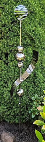 Glaszauber Merkur Verde aus Edelstahl 150 cm Beetstecker Gartenstecker Rosenkugel