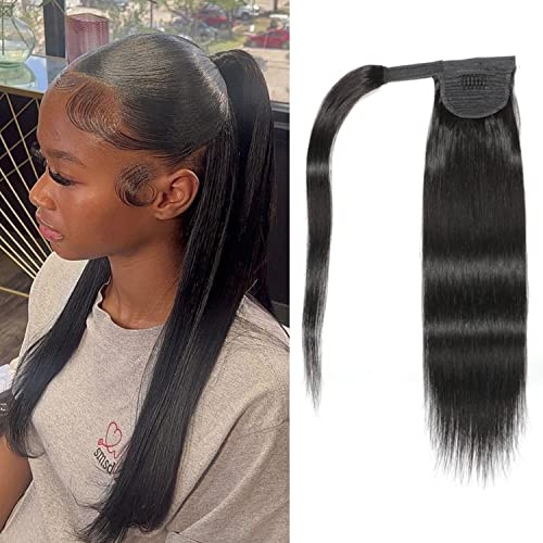 18 Zoll Menschliche Haare Pferdeschwänze Gerade Wrap Around Pferdeschwanz Erweiterungen ein Stück Haarteile für Frauen Mädchen