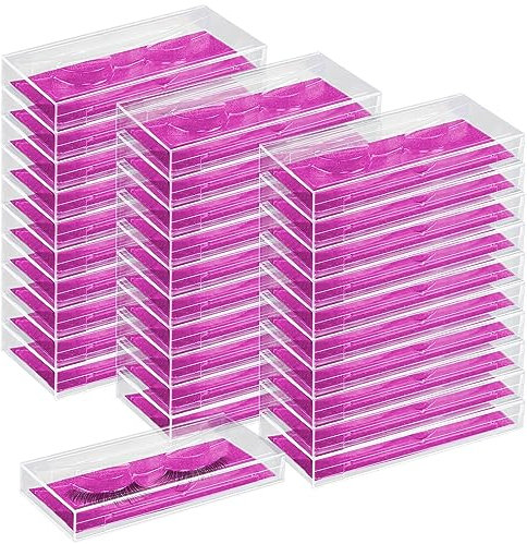 Empty Lash Boxes for False Eyelashes - 30 Pack Lash Cases, Customizable Eyelash Packaging, Bulk Lash Storage Containers, Lash Box Packaging, Premium Display & Protection (Rose)
