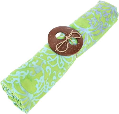 GURU SHOP Bali batik sarongklänning, omlottkjol, sarong, strandduk med sarongspänne, män/kvinnor, grön, syntetisk, storlek: en storlek, Design 1/citron, One size