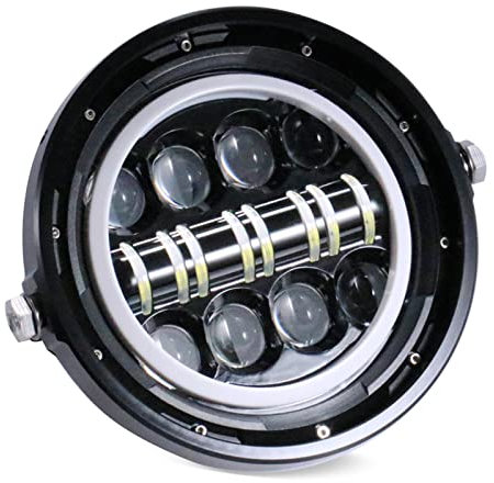 DEHIWI Motorrad Scheinwerfer Halterung Rohr Schelle Universal 7 Scheinwerfer Hi/Lo Beam DRL Scheinwerfer Mit Scheinwerfer-Zierring Für Harley