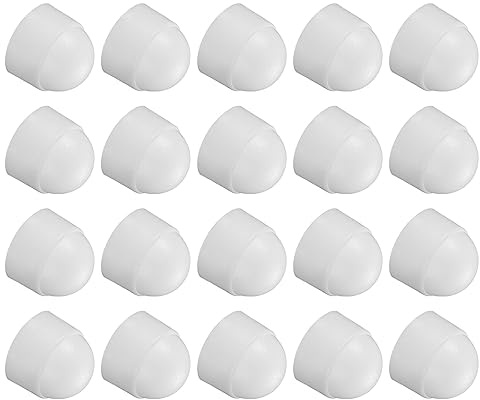 QUARKZMAN Kuppel Bolzen Muttern Schutz Kappe Weiß M8x13mm 25Stk | Plastik Sechskant Schraube Kappen für Türen und Rohre