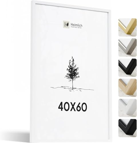 Heimlich® - Cadre photo - 40 x 60 cm, chêne, blanc - Cadre photo moyen pour collage avec film plastique - Montage mural uniquement