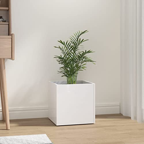 CIADAZ Pflanzgefäß Hochglanz-Weiß 40x40x40 cm Holzwerkstoff Blumentopf, Kräutertopf, übertopf, Flower Pots, Anzuchttöpfe, Pflanzkübel, Tomaten Kübel, 808798