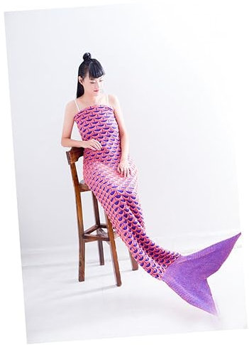 CHILDWEET Mermaid Decke Mit Schuppen Handgefertigter Schlafsack Für Erwachsene Und Teens Kuscheliges Sofa-Accessoire Orange Für Gemütliche Abende Und Schlafübernachtungen