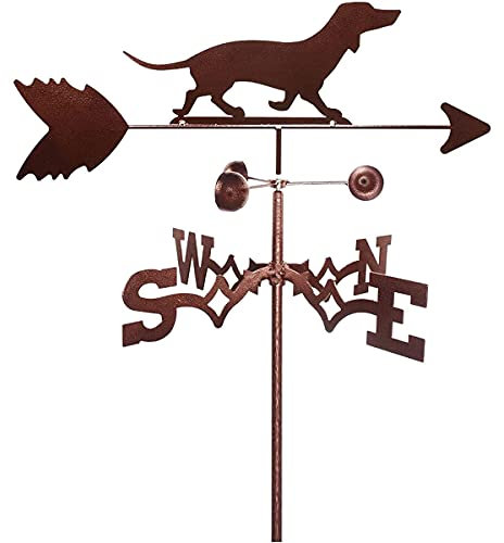 Edelstahl-Wetterfahne, kreative Dackel-Skulpturen, Wetterfahnen, Dackel-Messwerkzeuge, Wetterhahn mit Anti-Rost-Beschichtung, langlebig, für den Außenbereich, Gärten, Häuser, Terrassen, Rasenflächen