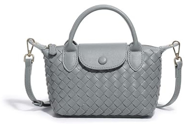 Handtasche für Damen, kleine Größe, geflochten, aus Leder mit Tragegriff, modische Satchel-Tasche für Reisen und den Alltag