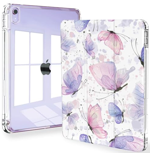 Custodia per iPad Air 5a generazione, Feams Slim Trifold iPad Air 5a/4a generazione da 10,9 pollici 2022/2020, custodia posteriore trasparente con funzione sleep/wake e portamatite per iPad Air 5/4,