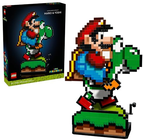 LEGO Super Mario World: Mario & Yoshi Nintendo Gift for Adult Fans, Mario Collectible Playset, Pixelated Nintendo Figures, Playful Display Model, Fun Room Décor, 71438