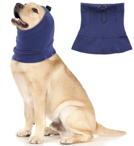 Hjyokuso Dog Snood - Ear Covers for Bath Drying, Grooming, Noise Anxiety Relief, Fireworks, Soft Breathable Dog Neck and Ear Warmer
