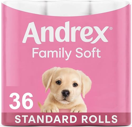 Andrex Gentle Clean Toilet Rolls - 36 Toilet Roll Pack - Bulk Buy Toilet Rolls - Gentle and Soft on Your Family's Skin - Dermatologically Tested