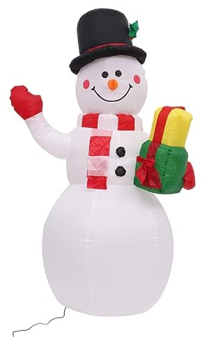 HUOLE XXL Schneemann 180 cm aufblasbar mit integr. Gebläse & LEDs, Weihnachtsdeko beleuchtet IP44, Winterdeko für Außen mit 6 Heringe & 3 Seile-1,8 m – Schneemann