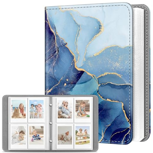 FINTIE Album Photo pour Photos 2 x 3 Pouces (5.4 x 8.6 cm), 256 Photos, Album Photo Pochette pour Instax Mini Se/12/11/40/99/90/EVO, Polaroid Hi-Print etc, Marbre Océan