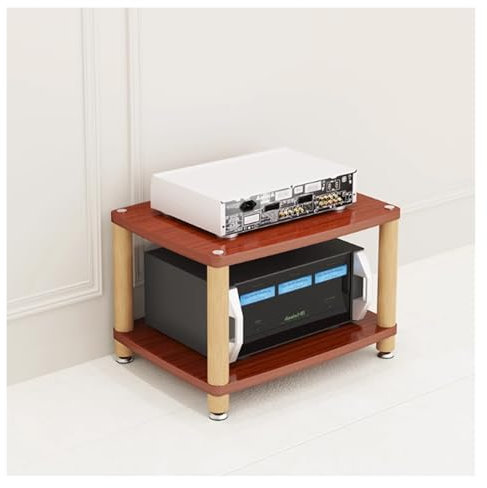 YVZYLXH Audio Rack HiFi Regal HiFi-Audio-Rack-Schrank Regale & ablagen Tisch Regal,Hochwertiger Audio-Video-Medienständer Für Stereokomponenten Für Wohnzimmer/Haus/Büro(Teak Color,2Tier 60X48X46CM)