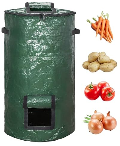 Sacs poubelle à compost – Conteneur de compost urbain, conteneur de compost extérieur | Sacs réutilisables pour pelouse et feuilles, sac de compost écologique avec poignées, bac à déchets de jardin,
