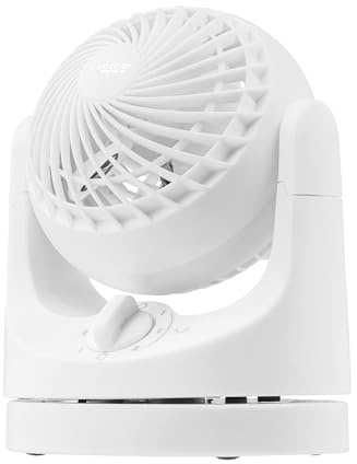 IRIS USA WOOZOO Desk Fan, Oscillating Air Circulator, 3 Speeds, 32ft Max Air Distance, 108ft² Coverage, 112° Adjustable Vertical Tilt, 27db Quiet Motor, Small Fan for Bedroom, Office, Dorm, White