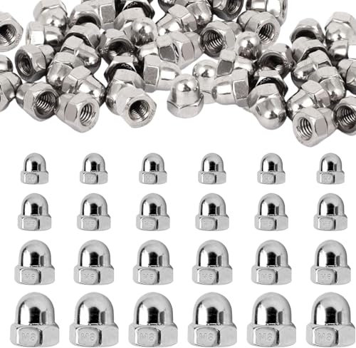 Sctmda Écrous Borgnes en Acier Inoxydable 70 Pièces M4 M5 M6 M8 Écrou Borgne Hexagonal Écrou Inox DIN 1587 Écrous Borgne Hexagonaux Dôme Ecrous Borgne Écrou Hexagonal en Inoxydable pour Vis Boulons