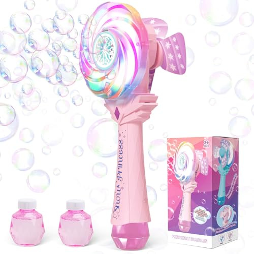 Britik Bubble Wand Toys for Girl 3-8 Year Old: Bubble Wands fo Kids Bubble Machine Toy with Bubble Solution Gifts for 3 4 5 6 7 8 Years Old Girls Birthday Presents Garden Outdoor Bubble Blower Toy