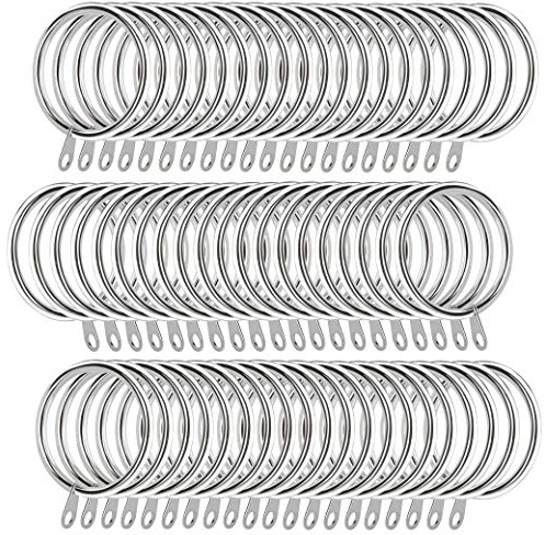 Anillos de Cortina de Metal, 60 Piezas Anillas Colgantes Plateado Resistente Herrumbre 37 mm de Diámetro Interno para Hogar, Baño, Dormitorio Y Barras