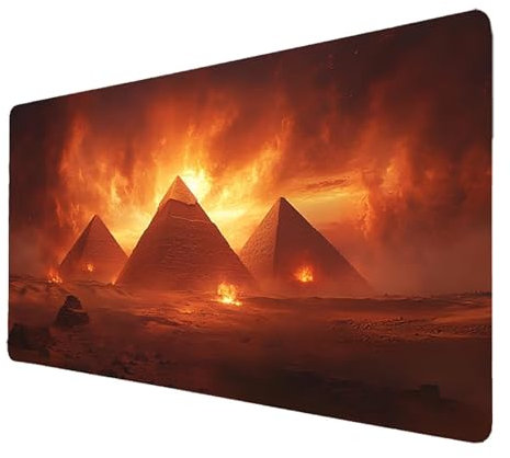 Alfombrilla Ratón xxl 500x250x3mm Alfombrilla RatóN Gaming Rojo Mejorar la precisión y la velocidad,Protector Escritorio Impermeable y Antideslizante,Tapete Escritorio Pirámide para PC y Portátil 9062
