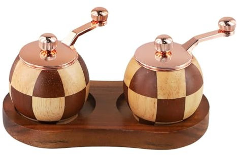 Schwarzes Pfefferschleifer Schachbrett Hand-Kurbel Pfefferschleifer Handbuch Salz und Pfeffermühlen festes Holz Gewürz Glas