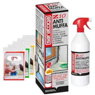 SARATOGA, Spray Antimuffa Saratoga Z10, Elimina Muffe Alghe Muschi Licheni, per uso Interno ed Esterno, Spruzzatore Ergonomico con impermeabile GM 1Lt (1)