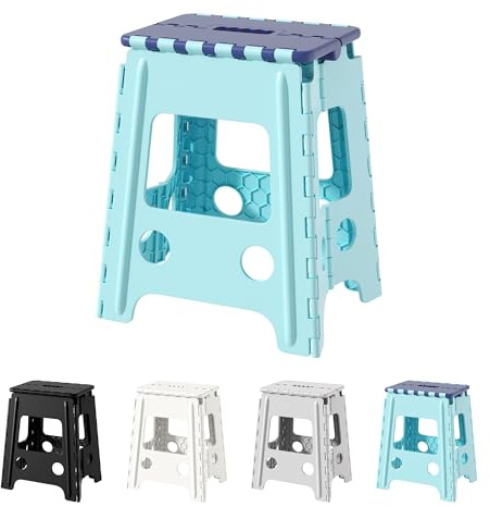 Cetomo Marchepied Pliable en Plastique de 40 cm - pour Adulte - Marche Pliante et Portable - pour Chambre à Coucher - Bleu