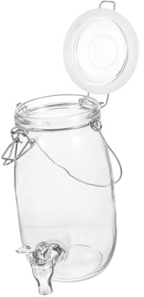 UKCOCO Dispenser Di Bevande in Vetro Con Rubinetto Abs Trasparente 1,5l, Barile Per Bibite Casa Cucina, Erogatore Succhi e Vini, Bottiglia Vetro Con Rubinetto