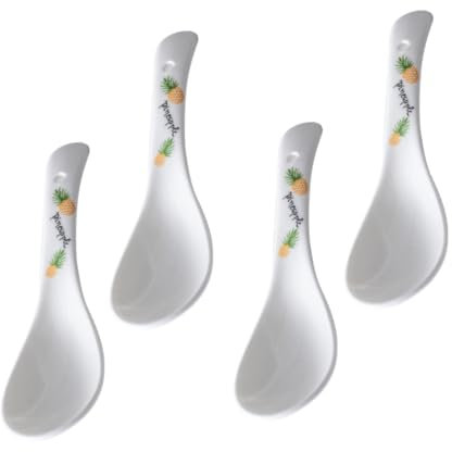 IMIKEYA 4piezas Cucharas De Cerámica Japonés Para Sopa De Arroz Mango Cómodo Para Casa