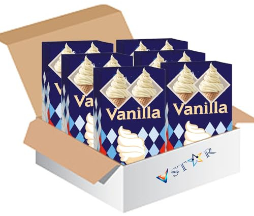 Vanilla Flavour Ice Cream Mix Carton 1L – Soft Serve Style Dessert Mix – Ideal for Ice Cream Machines – Smooth & Creamy Texture – Easy to Prepare (12)