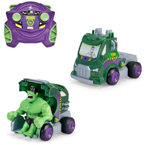 Dickie Toys RC Auto Hulk Smash up (18 cm) - Ferngesteuerter Superhelden-Truck mit Verwandlung und Sound, 6 km/h, Marvel Avengers Spielzeug für Kinder ab 5 Jahre, inkl Fernbedienung