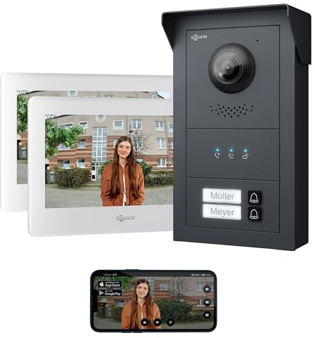 GOLIATH Basic Line Türklingel & Türsprechanlage mit Kamera für [MEHRFAMILIENHAUS] mit Smartphone App - Klingel mit Kamera & Monitor - Doorbell Camera - Video Sprech - & Gegensprechanlage mit Türöffner