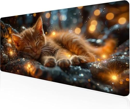 Musmatta kattunge spelmusmatta sten stor skrivbordsmatta 900 x 400 x 3 mm, arbete från hem väsentligheter halkfri gummibas specialtexturerad vattentålig yta slitstark skrivbord matt för laptop Y1-630