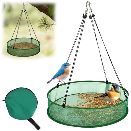 LOLANIUT Vogelfutterhaus Zum Aufhängen – Wetterfester Vogelfutterspender Aus Glasfaser-Netz, Großes Futterhaus für Vögel 50,8cm, Stabiler Futterspender Vögel für Garten Balkon, Wildvögel,Im Freien