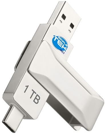 SIMPLETEK - Memoria USB SSD portátil de 1 TB de alta velocidad - Doble conector USB-A y USB-C reversible para PC y Smartphone
